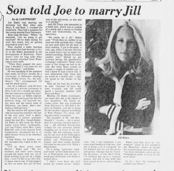 Son told Joe to marry Jill