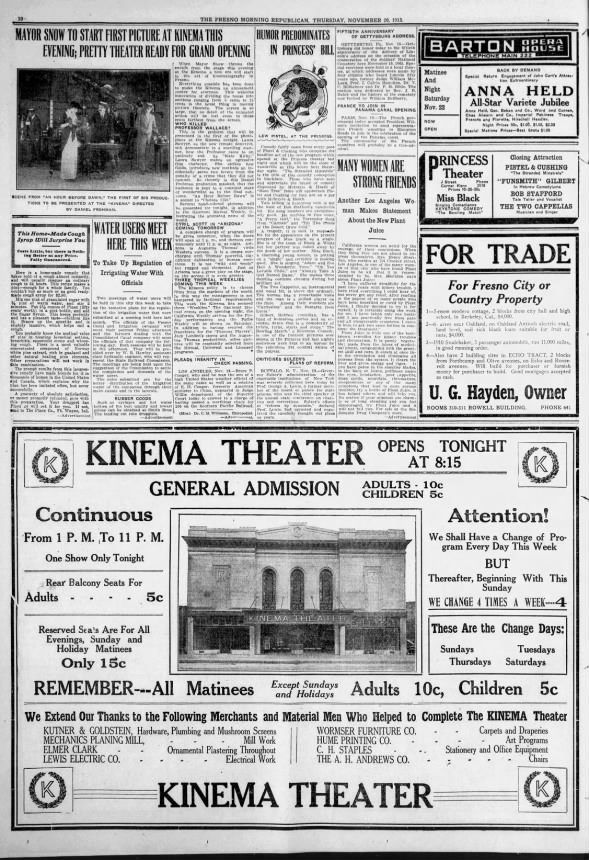 Kinema theatre opening