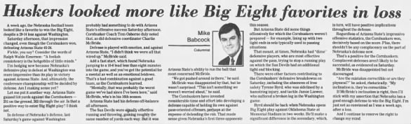 1992 Nebraska-Arizona State football, Babcock column