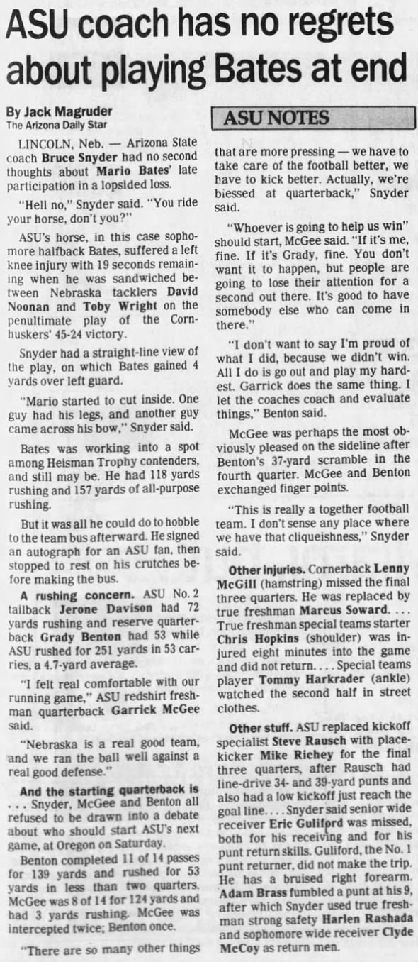 1992 Nebraska-Arizona State football, ADS4