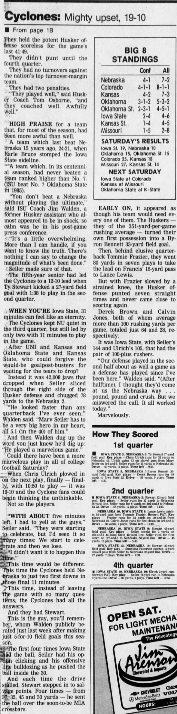 1992 Nebraska-Iowa State football, CRG2