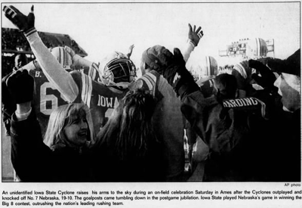 1992 Nebraska-Iowa State postgame photo