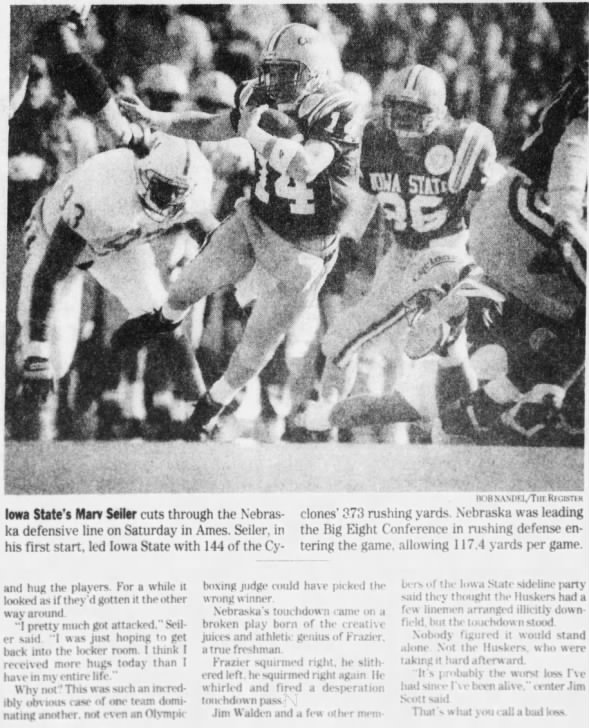 1992 Nebraska-Iowa State football, Marc Hansen column 3