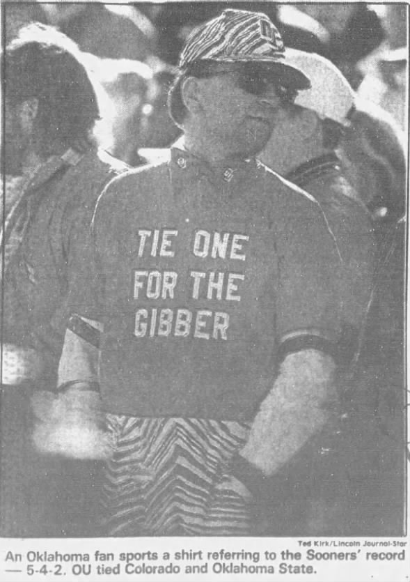 1992 Nebraska-Oklahoma football, OU fan shirt