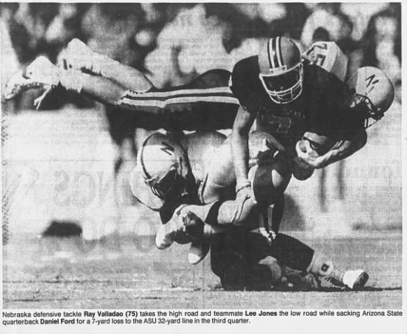 1987 Nebraska-Arizona State football, Ray Valladao and Lee Jones sack