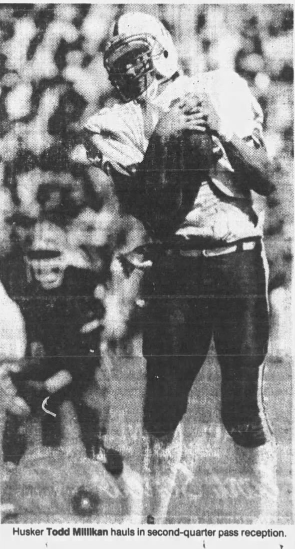1987 Nebraska-Arizona State, Todd Millikan catch