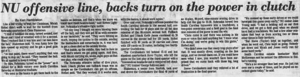1987 Nebraska-South Carolina football, offense