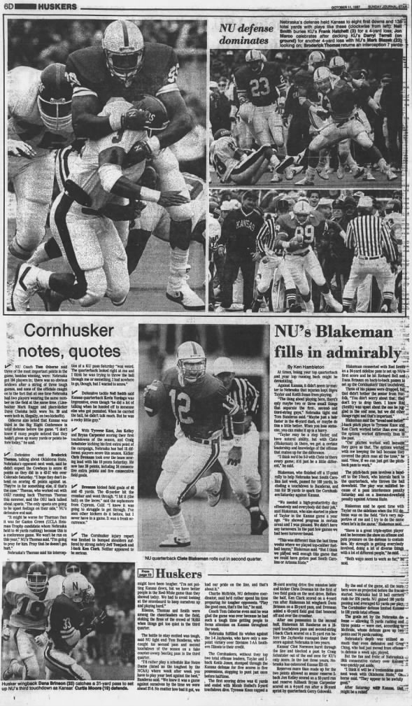 1987 Nebraska-Kansas football, LJS2