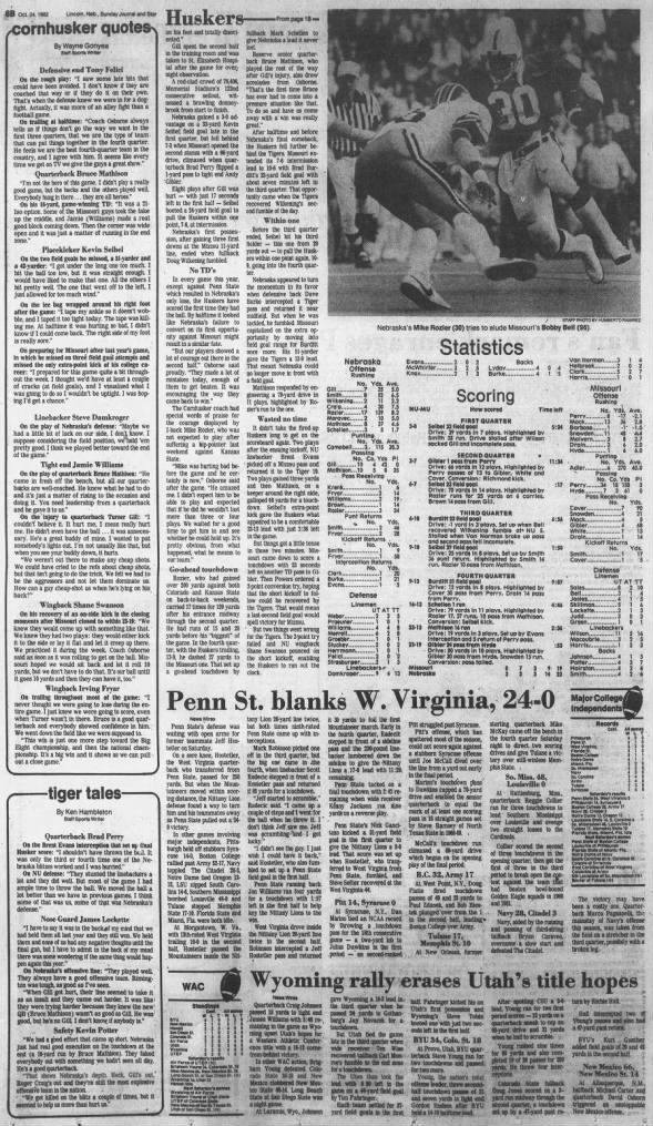 1982 Nebraska-Missouri football, LJS3