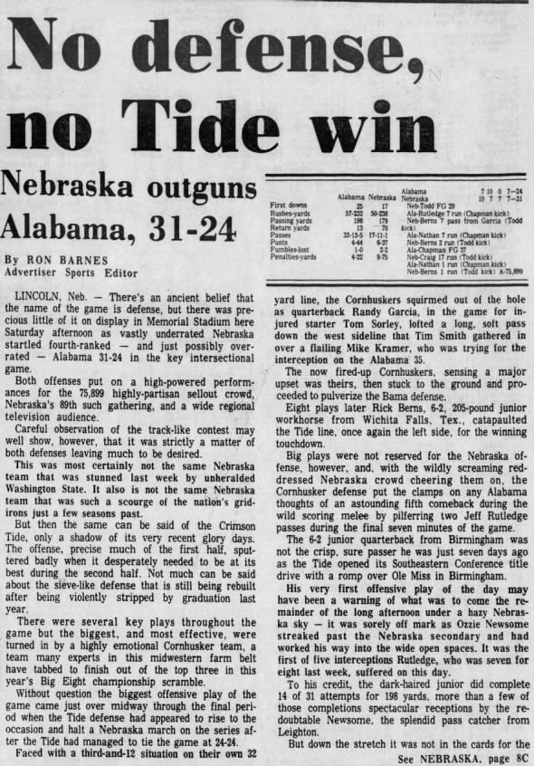 1977 Nebraska-Alabama football, Mont1