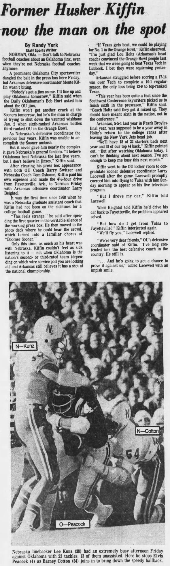 1977 Nebraska-Oklahoma football, LJ3