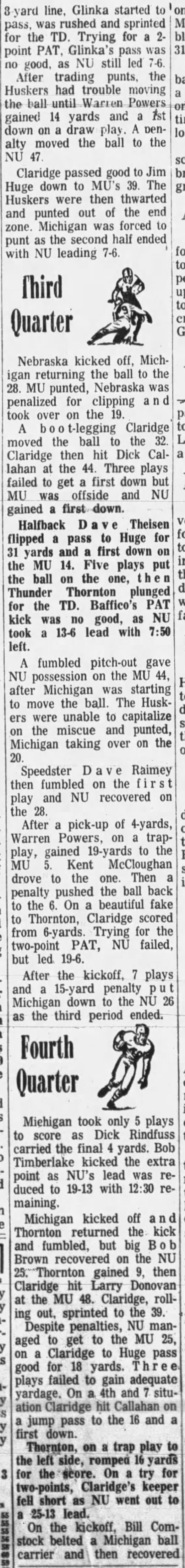 1962 Nebraska-Michigan football game summary 2/3