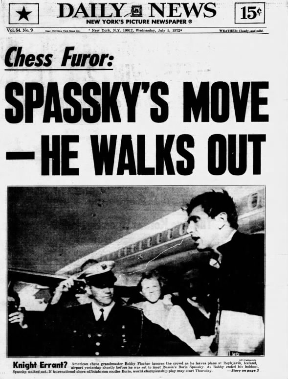Chess Furor: Spassky's Move -- He Walks Out