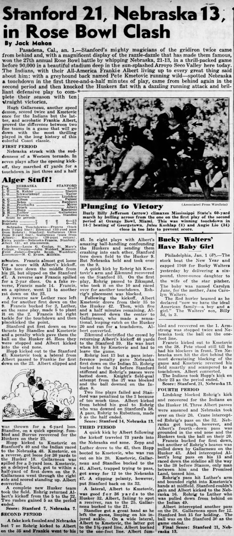 1941 Rose Bowl, NY Daily News