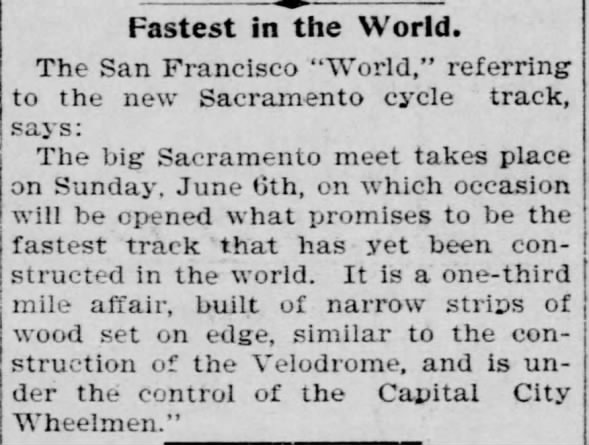 Sacramento Velodrome
Capital City Wheelmen