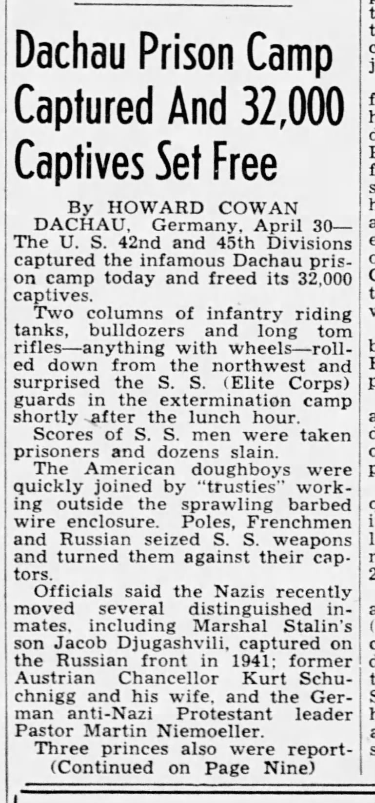 Dachau Prison Camp Captured And 32,000 Captives Set Free