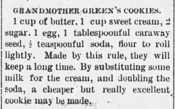 Recipe: Grandmother Green's Cookies (1884)