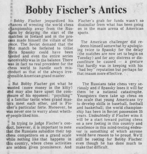 Bobby Fischer 'Antics'