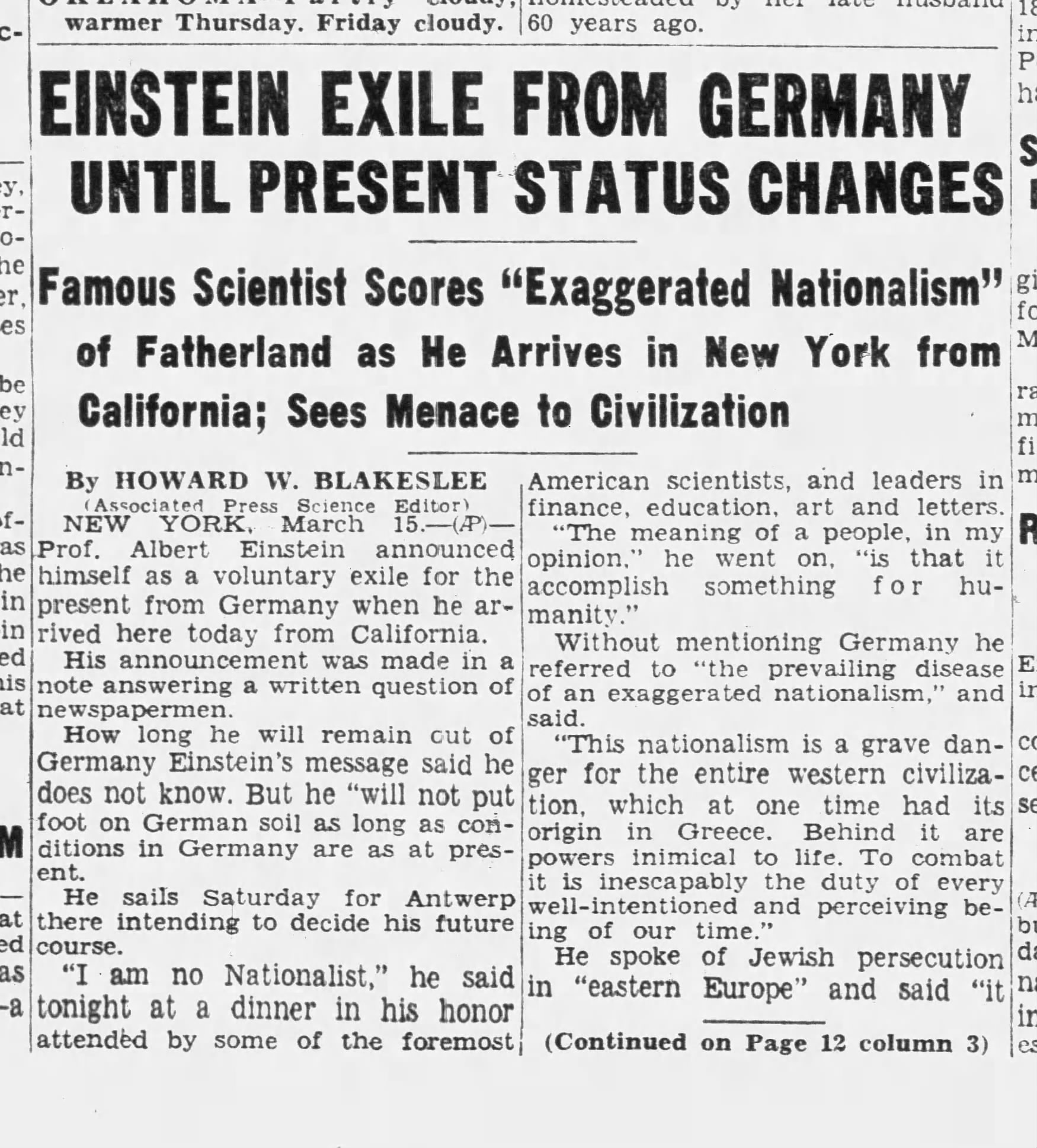 Einstein Exile From Germany Until Present Status Changes