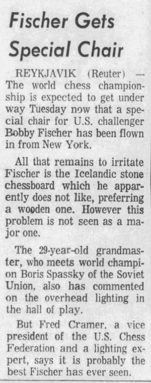 Fischer Gets Special Chair