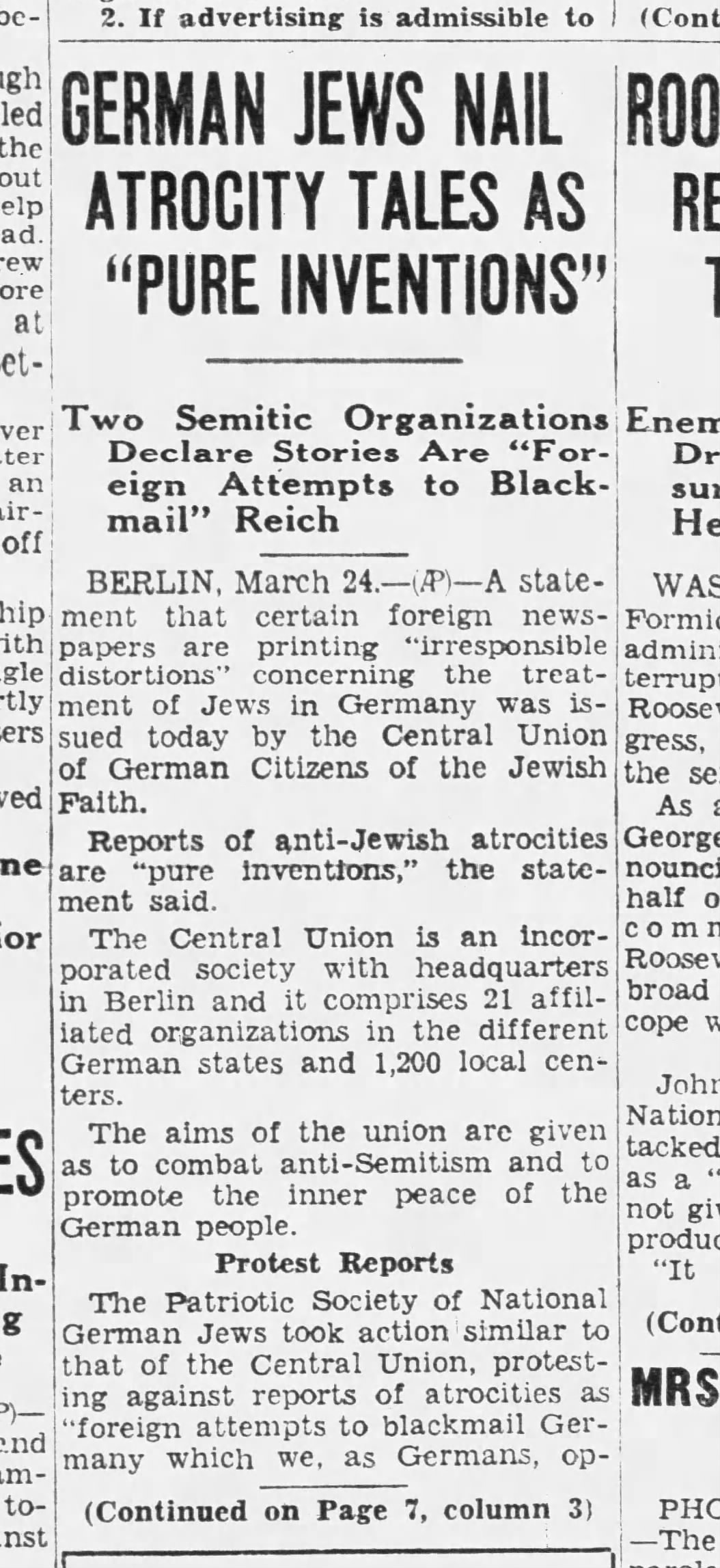 German Jews Nail Atrocity Tales As "Pure Inventions"
