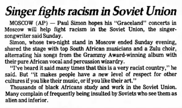 Singer Fights Racism in Soviet Union