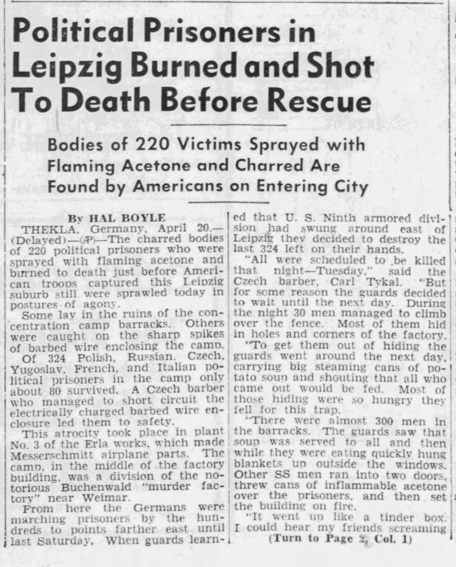 Political Prisoners in Leipzig Burned and Shot To Death Before Rescue