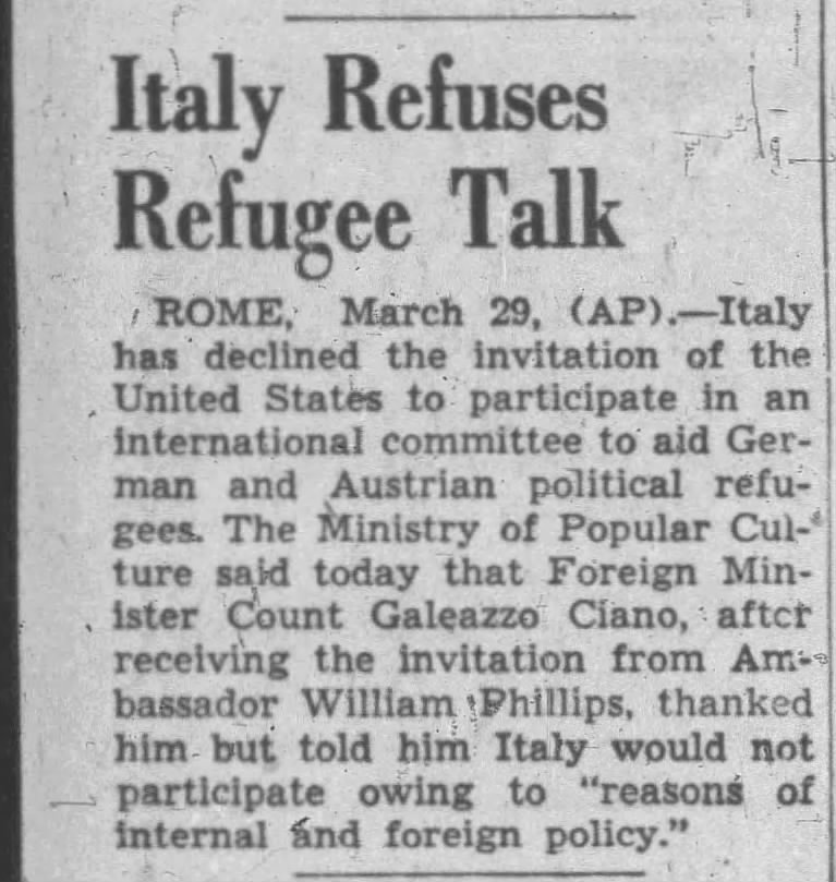 Italy Refuses Refugee Talk