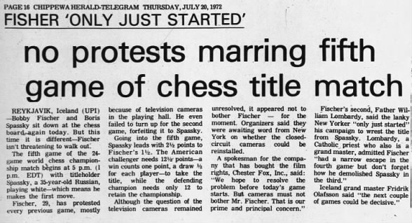 No Protests During Fifth Game of Chess Title Match