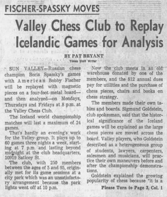 Valley Chess Club to Replay Icelandic Games for Analysis