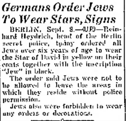 Germans Order Jews Stars, Signs