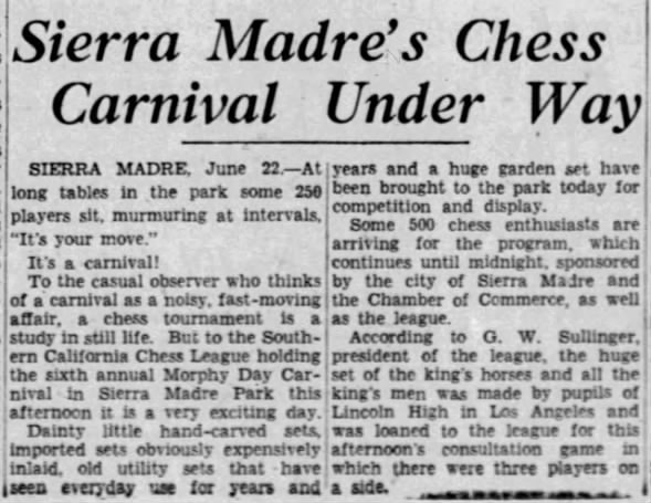 Sierra Madre's Chess Carnival Under Way