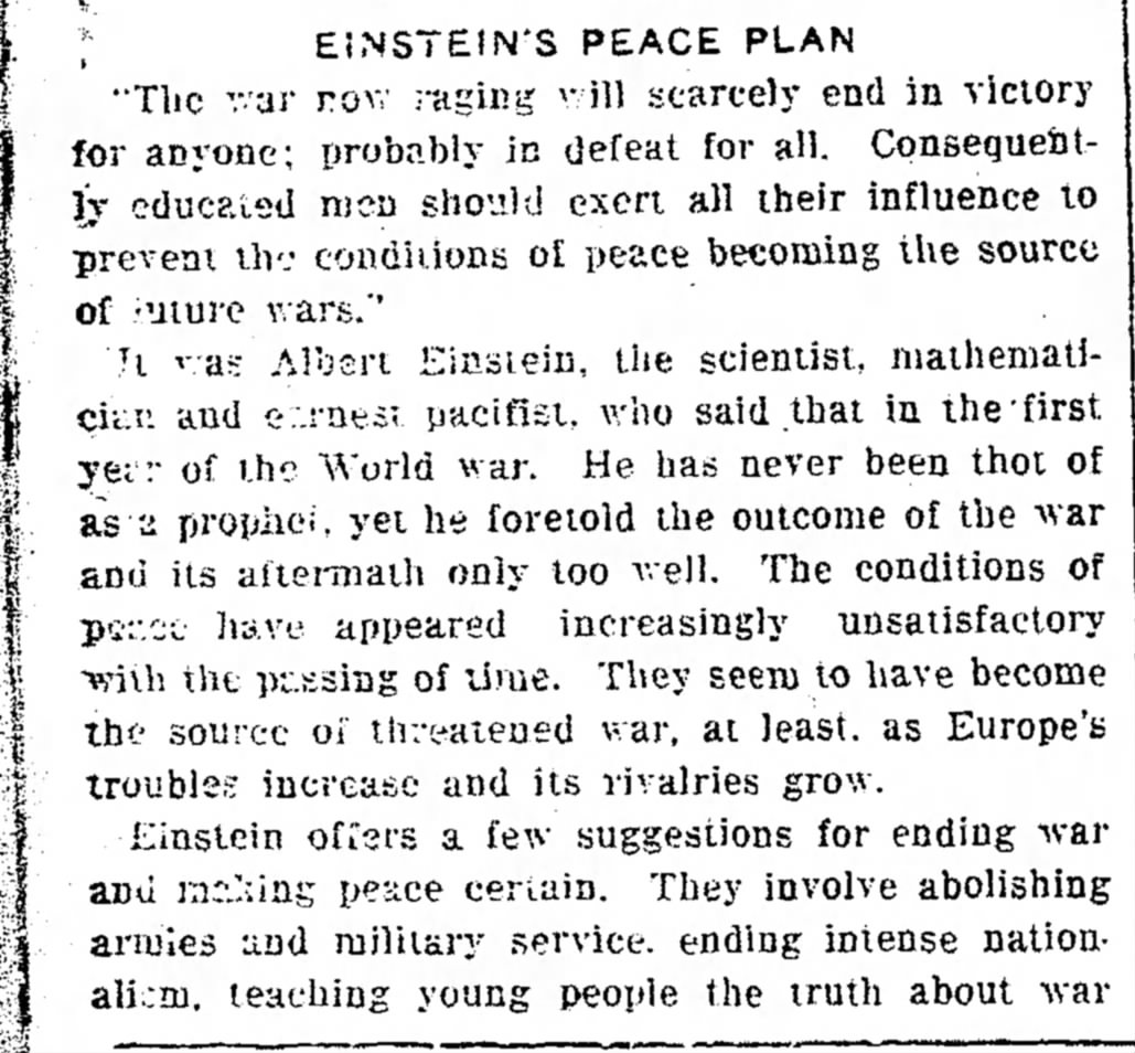Einstein Peace Plan