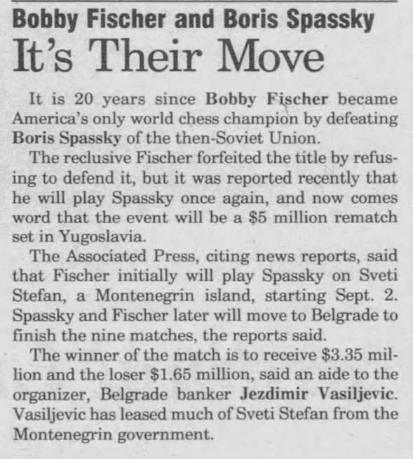 Bobby Fischer and Boris Spassky: It's Their Move