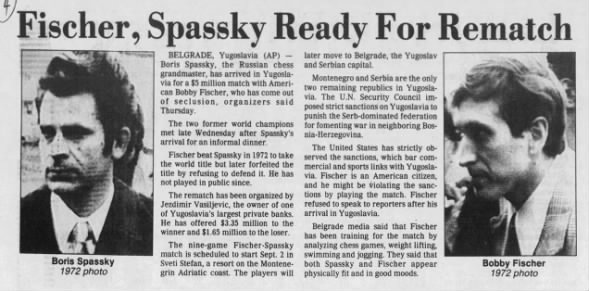 Fischer, Spassky Ready For Rematch