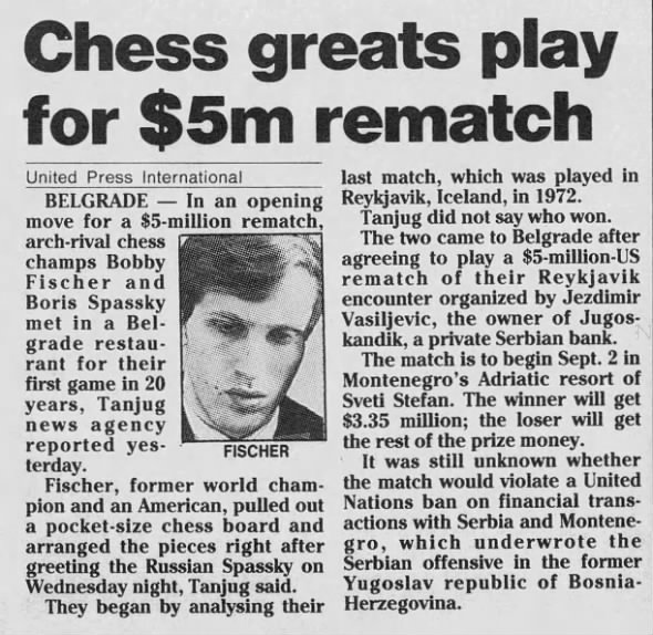 Chess Greats Play For $5M Rematch