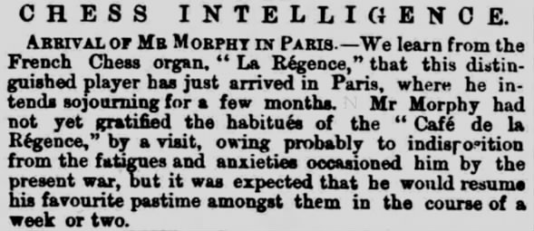 Arrival of Mr. Morphy In Paris