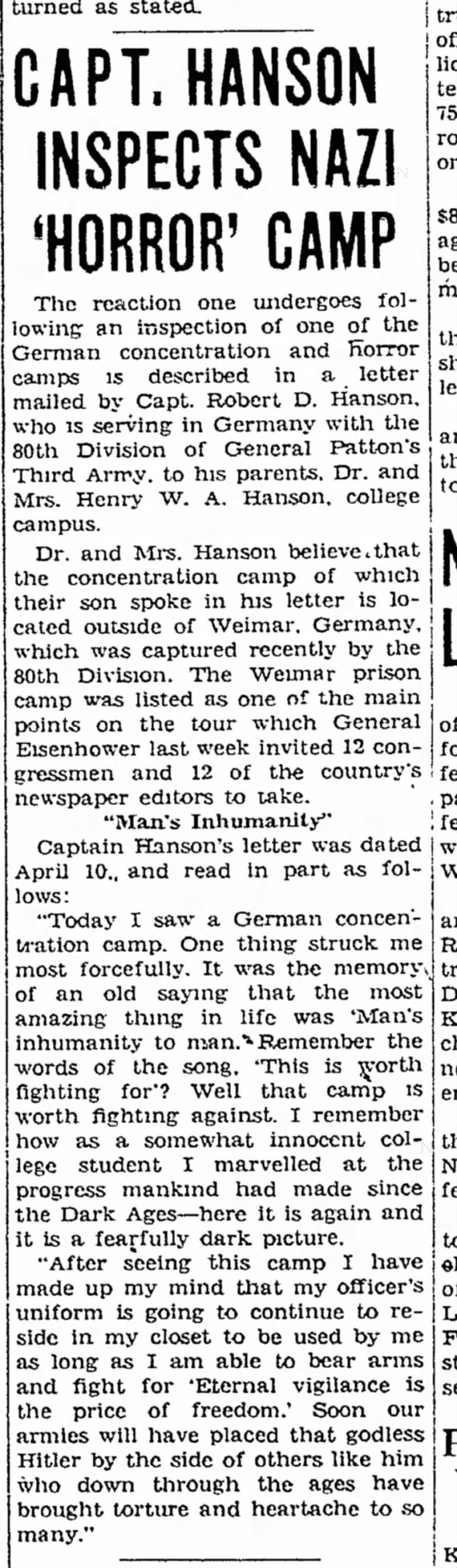 Capt. Hanson Inspects Nazi 'Horror' Camp