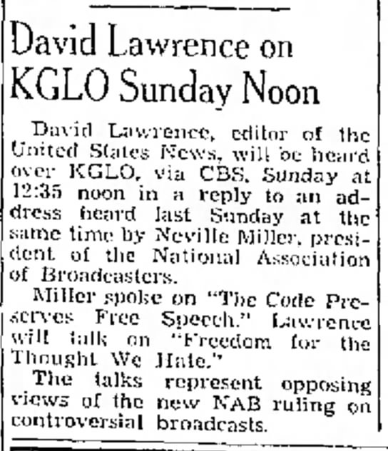 David Lawrence on KGLO Sunday Noon