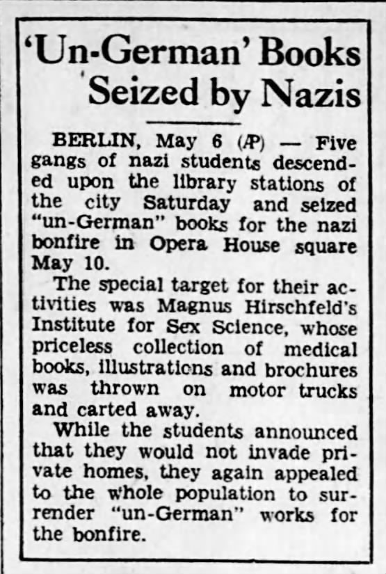 'Un-German' Books Seized by Nazis