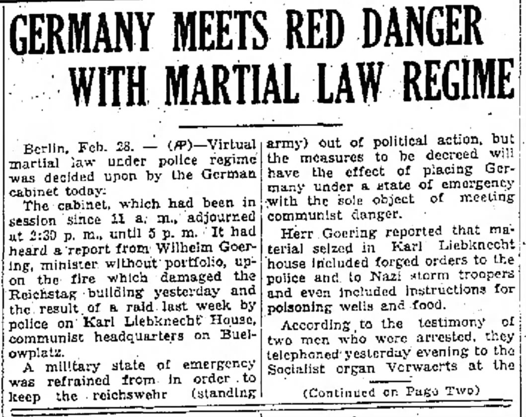 Germany Meets Red Danger With Martial Law Regime