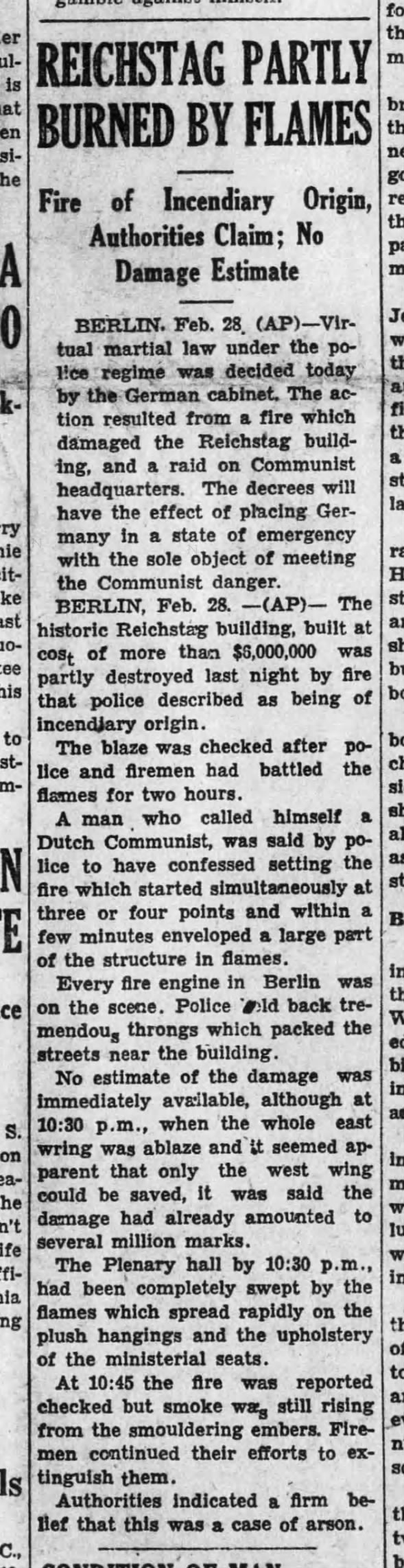 Reichstag Partly Burned By Flames