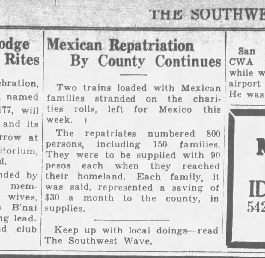 Mexican Repatriation By County Continues