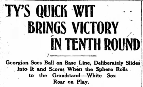 Tigers History: Ty's Quick Wit Brings Victory In Tenth Round, 1912