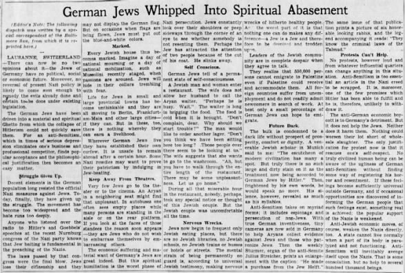 German Jews Whipped Into Spiritual Abasement