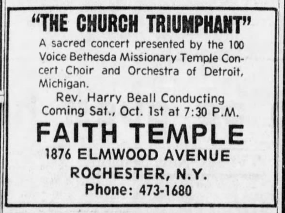 Harry Beall and 100-voice choir in Rochester (Sept 1977)