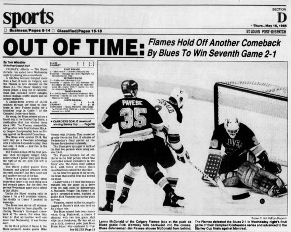 May 1, 1986: Calgary 2, Blues 1