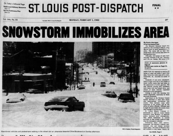 The St. Louis blizzard of 1982: We didn't see it coming | History ...