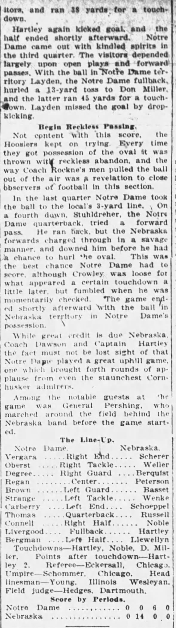 1922 Nebraska-Notre Dame football, Walter Eckersall part 2