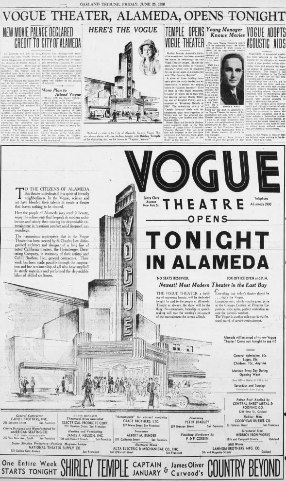 Vogue theatre opening in Alameda